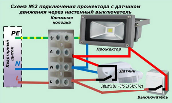 Подключение прожектора в Минске
